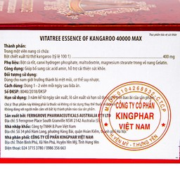 Viên uống Essence Of Kangaroo 40000 Max Vitatree bổ sung các acid amin, hỗ trợ cải thiện sức khỏe (100 viên)