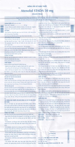 Thuốc Atenolol Stada 50mg điều trị tăng huyết áp, đau thắt ngực (2 vỉ x 15 viên)