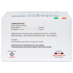 Thuốc Actadol 500 Medipharco điều trị các chứng đau và sốt từ nhẹ đến vừa (10 vỉ x 10 viên)
