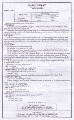 Thuốc xịt mũi Nasolspray Mekophar làm sạch và thông mũi, họng (70ml)