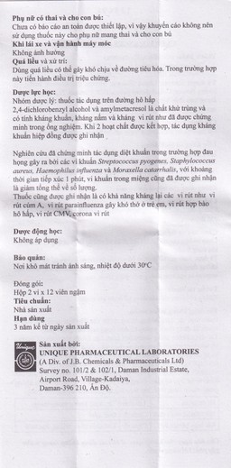 Viên ngậm Cufo vị mật ong chanh hỗ trợ điều trị triệu chứng trong nhiễm khuẩn miệng và họng (2 vỉ x 12 viên)