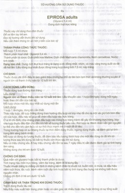 Dung dịch thụt trực tràng Epirosa Adults Lainco giảm triệu chứng táo bón (6 tuýp x 7.5ml)