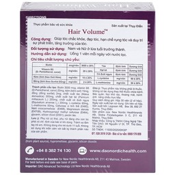 Viên uống Hair Volume New Nordic giúp tóc chắc khỏe, đẹp tóc, hạn chế rụng tóc (30 viên)