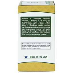 Viên uống Vitamin E 400IU Nature's Bounty hỗ trợ chống oxy hóa, làm chậm quá trình lão hóa da (30 viên)