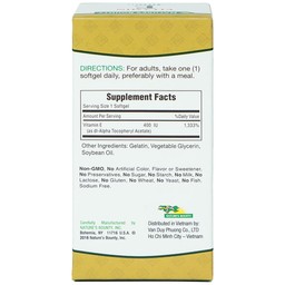Viên uống Vitamin E 400IU Nature's Bounty hỗ trợ chống oxy hóa, làm chậm quá trình lão hóa da (30 viên)