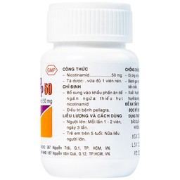 Thuốc Vitamin PP 50mg Pharmedic phòng ngừa và điều trị bệnh pellagra (60 viên)