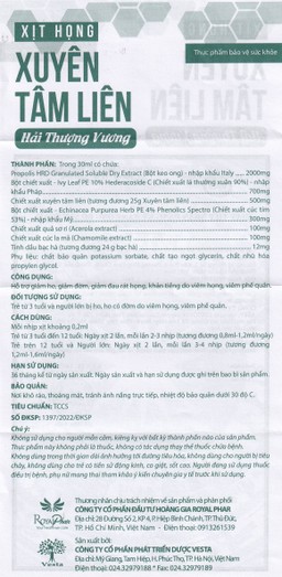 Chai xịt họng hỗ trợ giảm ho, giảm đờm, giảm đau rát họng Xuyên Tâm Liên Hải Thượng Vương (30ml)