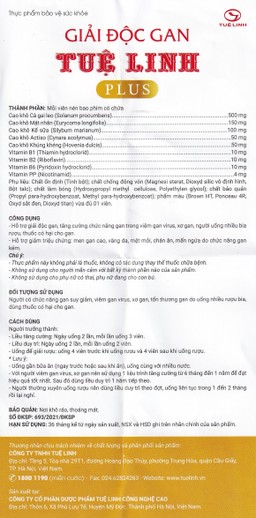 Viên uống Tuệ Linh Plus hỗ trợ giải độc gan, tăng cường chức năng gan (60 viên)