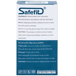 Bao cao su Safefit Comfortable S52 không mùi khó chịu, độ bền cao, khả năng co giãn tốt, chất bôi trơn (12 cái)