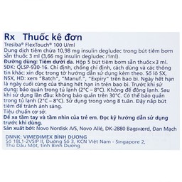 Thuốc tiêm Tresiba 100units/ml điều trị đái tháo đường (5 cây x 3ml)