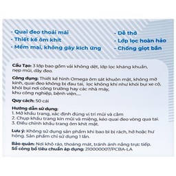 Khẩu trang 3 lớp Naturecare màu trắng (50 cái) ngăn khói bụi, vi khuẩn