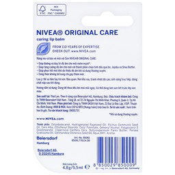 Son dưỡng ẩm Nivea Original giúp dưỡng ẩm sâu, làm mềm môi (4.8g)