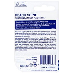 Son dưỡng ẩm Nivea Peach Shine 4.8g dưỡng môi mềm mại (4.8g)