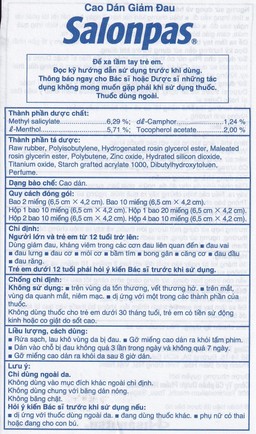 Cao dán Salonpas Hisamitsu giảm đau vai, đau lưng, đau cơ (24 gói x 10 miếng)