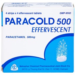 Viên sủi Paracold 500 Effervescent Mekophar giảm đau thần kinh, đau đầu, đau khớp (4 vỉ x 4 viên)