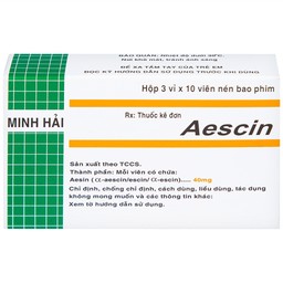 Viên nén Aescin 40mg Minh Hải điều trị thiểu năng tĩnh mạch, tụ máu (3 vỉ x 10 viên)