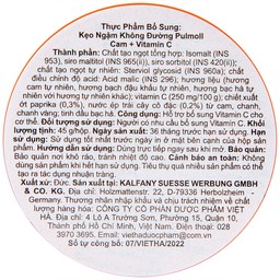 Kẹo Ngậm Không Đường Vị Cam Và Vitamin C Pulmoll (45g)