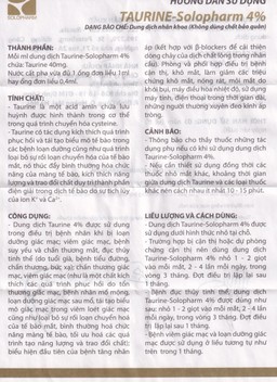 Nhỏ mắt Taurine Solopharm 4% (20 tuýp x 0.4ml) hỗ trợ điều trị loạn dưỡng giác mạc, viêm giác mạc