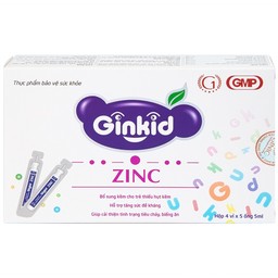 Siro Ginkid ZinC bổ sung kẽm hỗ trợ tăng sức đề kháng (4 vỉ x 5 ống x 5ml)