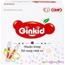 Siro Ginkid GINIC nhuận tràng, bổ sung chất xơ (3 vỉ x 5 ống x 10ml)