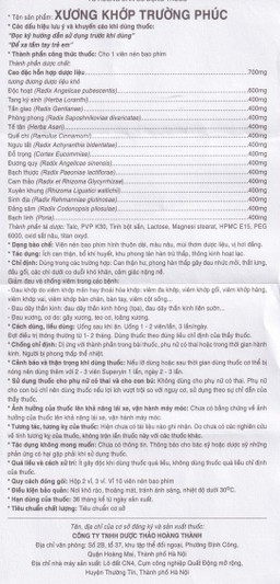 Thuốc Xương Khớp Trường Phúc điều trị các bệnh lý cơ xương khớp và đau dây thần kinh (2 vỉ x 10 viên)