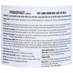 Chai xịt lạnh Frigofast Spray 200ml giúp giảm đau bong gân, căng cơ, giãn dây chằng