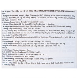 Viên uống bổ sung dưỡng chất cho khớp Triple Strength Glucosamine 1500mg Pharmekal (60 viên)