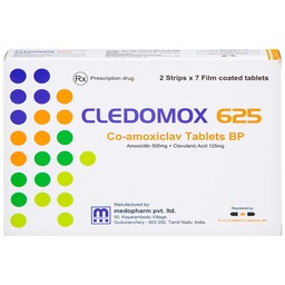 Thuốc Cledomox 625 Tenamyd điều trị các trường hợp nhiễm khuẩn (2 vỉ x 7 viên)