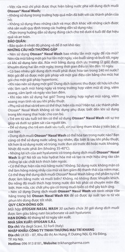 Bộ rửa mũi Otosan Nasal Wash Kit (30 gói) làm sạch sâu, ngừa viêm xoang, viêm mũi dành cho trẻ trên 6 tuổi