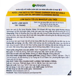 Nước tẩy trang Garnier Skin Naturals Micellar Oil Infused Cleansing Water 400ml