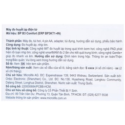 Máy đo huyết áp bắp tay Microlife B3 Comfort hỗ trợ đo huyết áp, nhịp tim