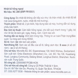 Nhiệt kế hồng ngoại đo trán Microlife NC200