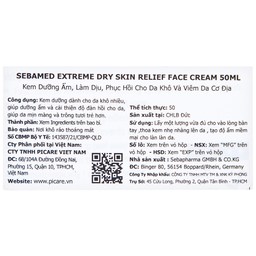 Kem bôi dưỡng ẩm Sebamed Extreme Dry Skin Relief Face Cream 5% Urea cho da khô, viêm da cơ địa (50ml)
