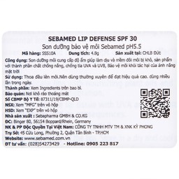 Son dưỡng môi Sebamed Lip Defense dưỡng ẩm, ngăn ngừa khô, nứt môi (4.8g)