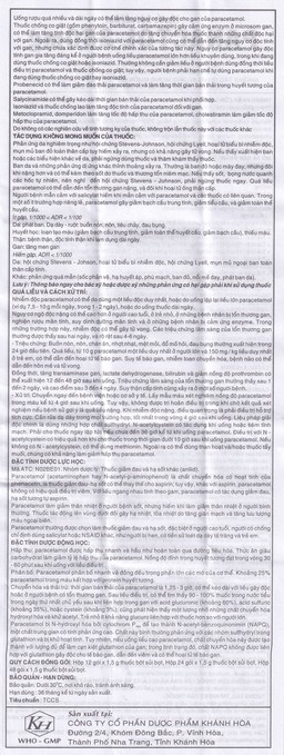 Bột sủi Panactol 250mg Khapharco vị ngọt, không đắng, hạ sốt, giảm đau cho trẻ (48 gói x 1.5g)