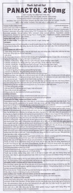 Bột sủi Panactol 250mg Khapharco vị ngọt, không đắng, hạ sốt, giảm đau cho trẻ (48 gói x 1.5g)