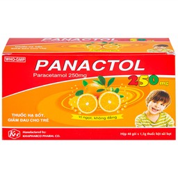 Bột sủi Panactol 250mg Khapharco vị ngọt, không đắng, hạ sốt, giảm đau cho trẻ (48 gói x 1.5g)