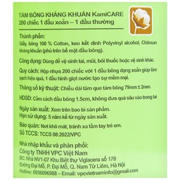 Tăm bông KamiCare vệ sinh tai, mũi (200 que)