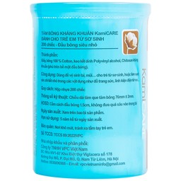Tăm bông KamiCare hộp tròn dành cho trẻ em từ sơ sinh (200 que) 