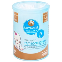 Tăm bông KamiCare hộp tròn dành cho trẻ em từ sơ sinh (200 que) 