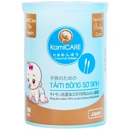 Tăm bông KamiCare hộp tròn dành cho trẻ em từ sơ sinh (200 que) 