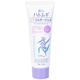 Kem chống nắng nâng tone, dưỡng ẩm Reihaku Hatomugi Tone Up UV Milky Gel SPF50+ pa++++ 70g