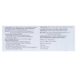 Thuốc ức chế bơm Proton Pariet 10mg Eisai điều trị loét dạ dày, tá tràng (1 vỉ x 14 viên) 