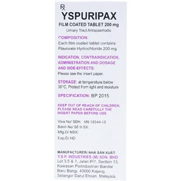 Thuốc YSPuripax giảm chứng tiểu khó, đau trên khớp mu bàng quang (10 vỉ x 10 viên) 