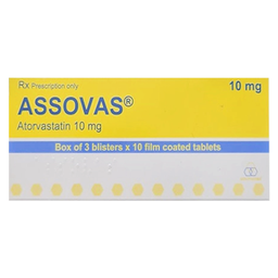 Thuốc Assovas 10mg Assopharma điều trị tăng cholesterol máu nguyên phát (3 vỉ x 10 viên)
