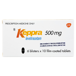 Viên nén Keppra 500mg GSK điều trị các cơn động kinh cục bộ (6 vỉ x 10 viên)