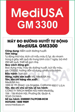 Máy đo đường huyết MediUsa GM3300 hỗ trợ theo dõi, kiểm soát lượng đường trong máu