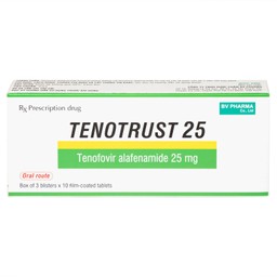 Thuốc Tenotrust 25 BV Pharma điều trị viêm gan B mãn tính ở người lớn và trẻ em (3 vỉ x 10 viên)