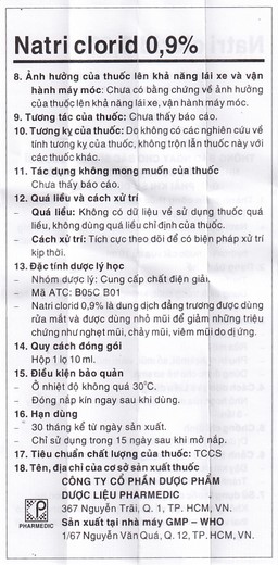 Thuốc nhỏ mắt, nhỏ mũi Natri Clorid 0,9% Pharmedic hỗ trợ rửa mắt, rửa mũi, phụ trị nghẹt mũi, sổ mũi (10ml)