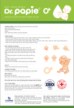 Gạc răng miệng Dr.Papie Starmed (30 gói) làm sạch và bảo vệ răng miệng cho bé
